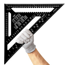 Senbaler 12 Inch/300mm Aluminum Alloy Triangle Ruler, Woodworking Speed Square Metric, Carpenters Square for Angle Measuring Marking (Black)