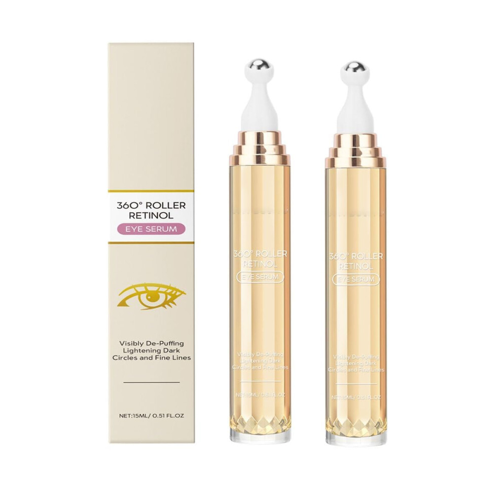 Cream/Dark Anti Aging Eye With Caffeine And Retinol For Circles, Puffiness And Wrinkles, Hydrating 360 Massage Roller