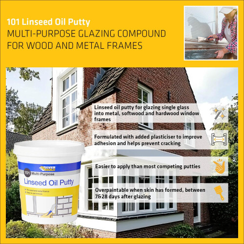 Everbuild Everbuild 101 Multi-Purpose Linseed Oil Putty – Suitable for Single Pane Glass – 2