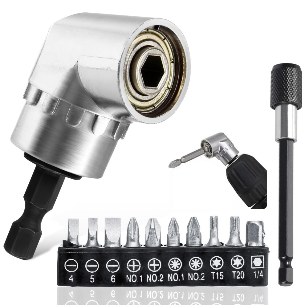 Photos - Bits / Sockets Vakki 12 Pack 105 Degree Right Angle Drill Attachment with 10cm Magnetic Extension Bit Holder and 10 Screwdriver Bits Set, 1