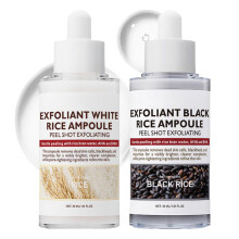 Rice Face Scrub and Exfoliating Ampoule Duo Set, Gentle AHA BHA Pore Cleansing, Hydrating Skincare