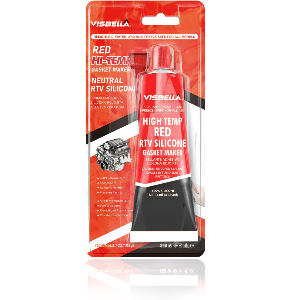 Visbella High Temperature Rtv Silicone Gasket Maker, Sealed Oil Resistant Waterp 5005219071242