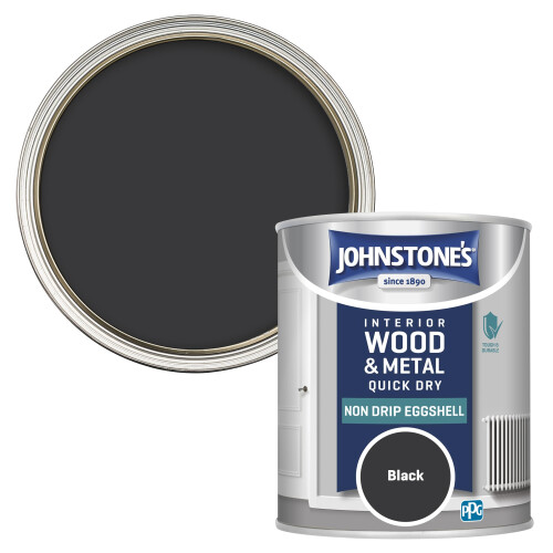 Johnstone's Johnstone's - Eggshell Wood & Metal Paint - Black - 750ml