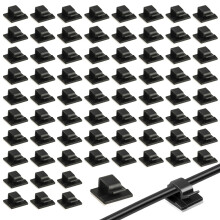 100 Pcs Self Adhesive Cable Clips, Flat Cable Management Clips, Sticky Cables Clip, Adhesive Wire Holder Tidy Clip Hooks for Car Office Outdoor Light