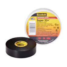 3M Scotch Super 33+ Electrical Tape, Vinyl, 19 mm x 20 m, Black, Professional Gr