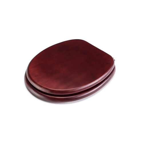 Croydex Croydex Solid Wood Toilet Seat, Mahogany - Chrome Fitting 2