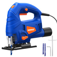 SORAKO 600W Corded Jigsaw for Wood & Metal | 800-3000SPM Electric Jigsaw with 6 Speeds + 3 Orbital Settings | 45 Bevel Cutting, 60mm Wood Cutting De