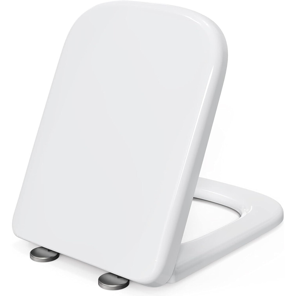 Pipishell Square Toilet Seat Soft Close, Heavy Duty Urea-Formaldehyde Anti-Bacterial With Stainless Adjustable Hinges - Quick Release, Simple Top Fix 7365168457985