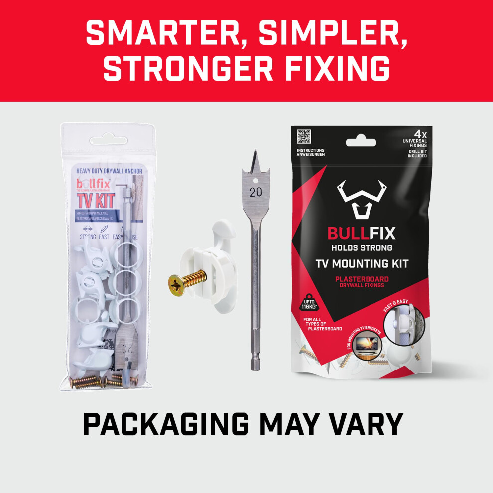 Bullfix Tv Kit Plasterboard Fixings For Tv Bracket Heavy Duty Wall Fi 5007860316161