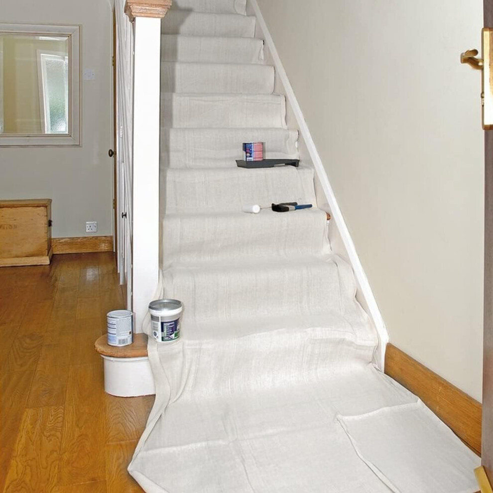 Staircase Cotton Dust Sheets For Decorating Size 24Ft X 3Ft Sheets For Home Decor, Cover Stairways, Floor, Runner And Corridors - Cotton Twill Dust S 13608569