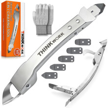 THINKWORK Silicone Caulking Kit, 4-in-1 Sealant Finishing Tool, Stainless Steel Caulk Remover with Pads, Smoothing Removal Tool for Home, Kitchen