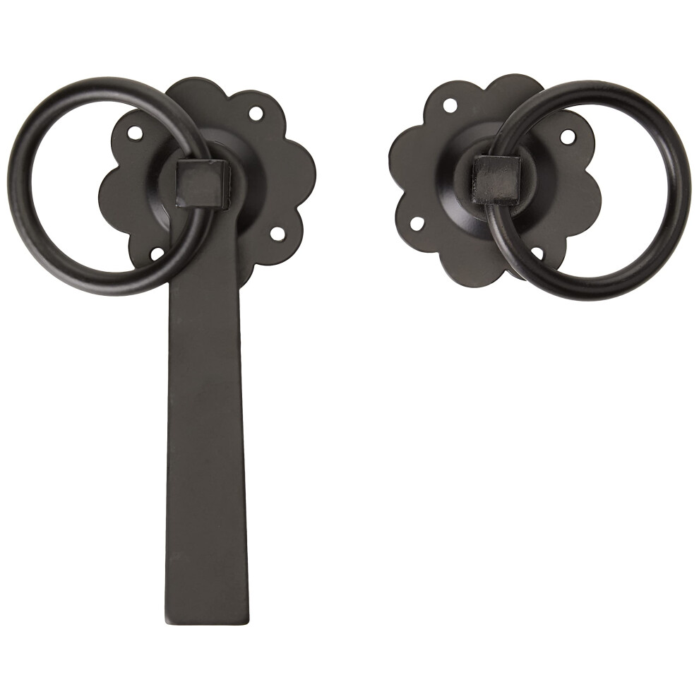 Merriway Bh01807 Gate Door Latch Smooth Ring, 150Mm (6 Inch) -Black Japanned 5051226596056