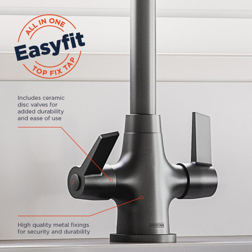 Bristan Bristan Echo Kitchen Tap, Gun Metal, EC SNK EF GM 2