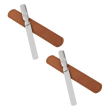 Stainless Steel Nail File Set with Leather Case for Fingernails and Toenails, 4pcs Professional Manicure Tools for Home and Travel