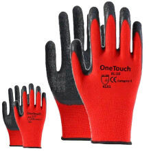 A406 24 Pairs Red Work Gloves Latex coated Crinkled finish Safety Gloves Non Slip Gloves Rubber Gloves for Builder construction gardening Heavy Duty