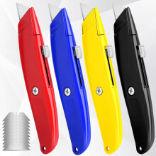 4 Pack Utility Knives with 10 Extra SK5 Blades - Heavy-Duty Retractable Box Cutters for Cardboard, Carpet, Cartons, and Home Improvement Tasks