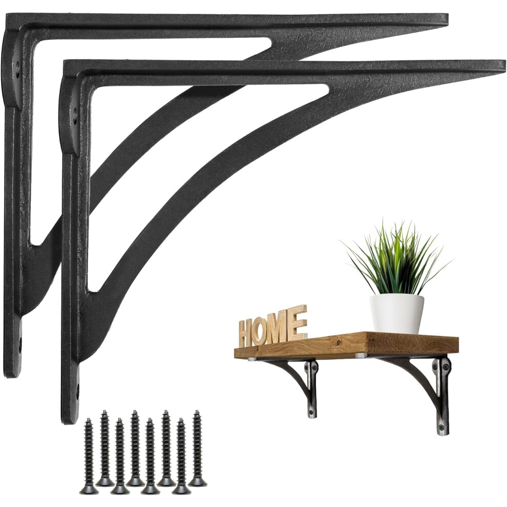 Eduwurxs Ironbridge Cast Iron Heavy Duty Shelving Brackets | Wall Shelf Supports (4X5.5" Pack Of 2) 5003598729181