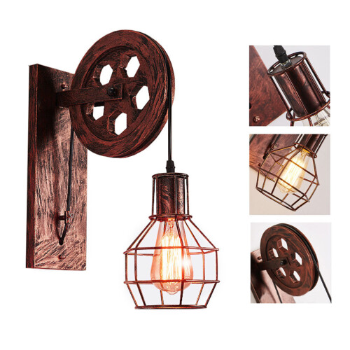 Aplique de pared industrial vintage con casquillo E27.