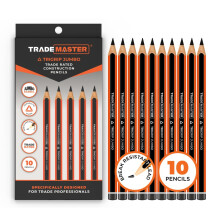 TRADEMASTER Carpenters Pencils Pack of 10 | Builders Pencil with TriGrip Jumbo Barrel - Construction Pencils Having Hard Lead for Marking Wood, Brick