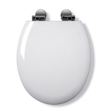 Croydex Fraser Flexi-Fix Wooden Soft Close Toilet Seat - Quick Release Hinges for Easy Cleaning with Top or Bottom Fixing and a Smooth Gloss White Ant