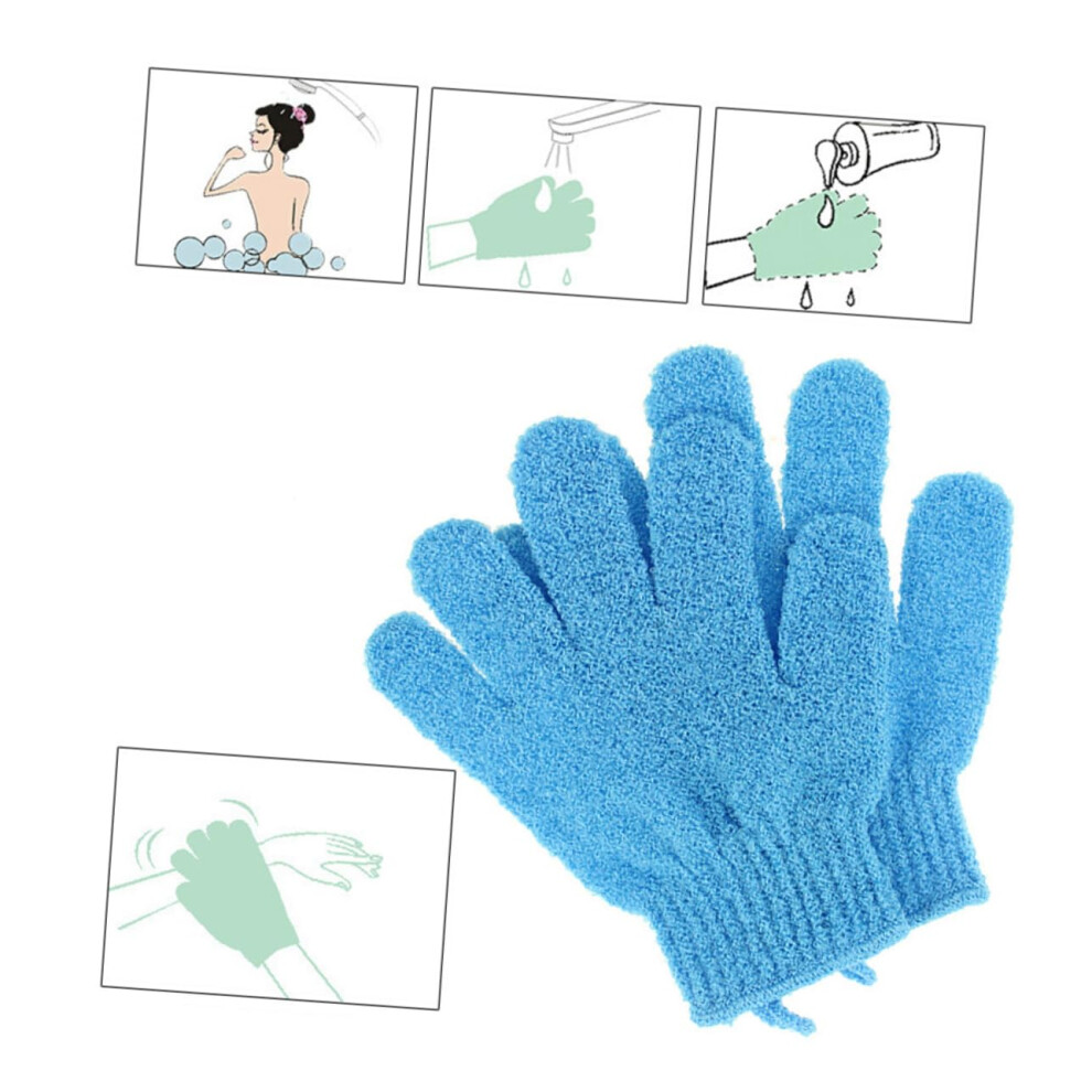 Blue Exfoliating Bath Gloves Dualsided Body Scrub Mittens For Men And Women Shower And Bath