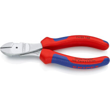 KNIPEX High Leverage Diagonal Cutter Chrome-Plated with Multi-Component Handles 160 mm, 74 05 160