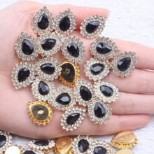 Embroidery Applique Trim with Beaded Sewing Embellishments, DIY SewOn or Glue Rhinestones Pack of 8
