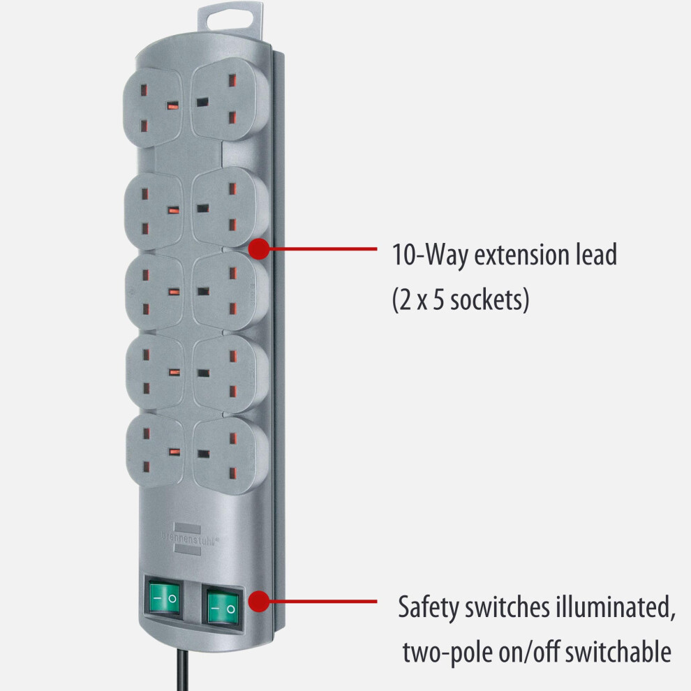 Photos - Electrical Wire & Cable Brennenstuhl PrimeraLine 10way Extension Lead Power strip with 2 switc 