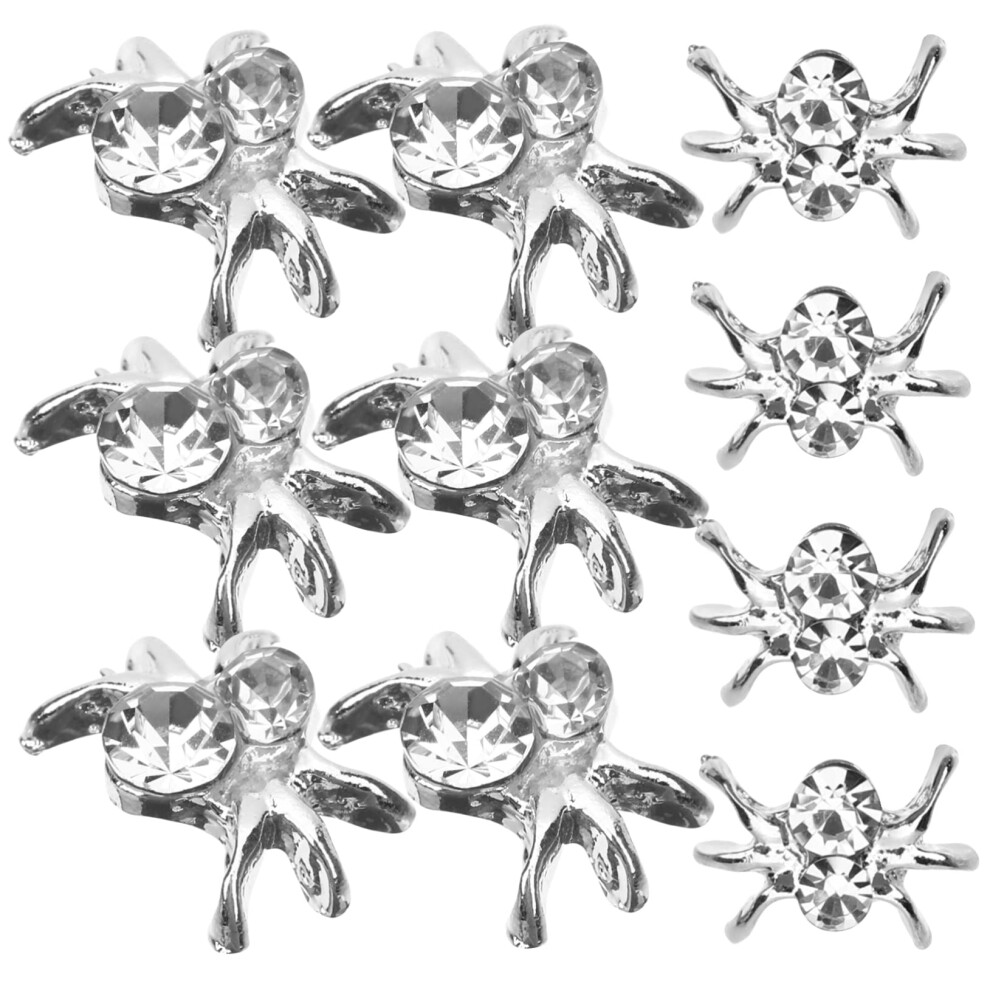 Spider Nail Charms with Rhinestone Design for Halloween DIY Acrylic and Gel Nail Decorations, 30pcs