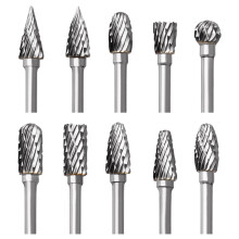 Tungsten Carbide Rotary Burr Set for Dremel, 10PCS Carbide Double Cut Carving Burr Bits with 1/8” Shank Rotary Tool Accessories for Woodworking