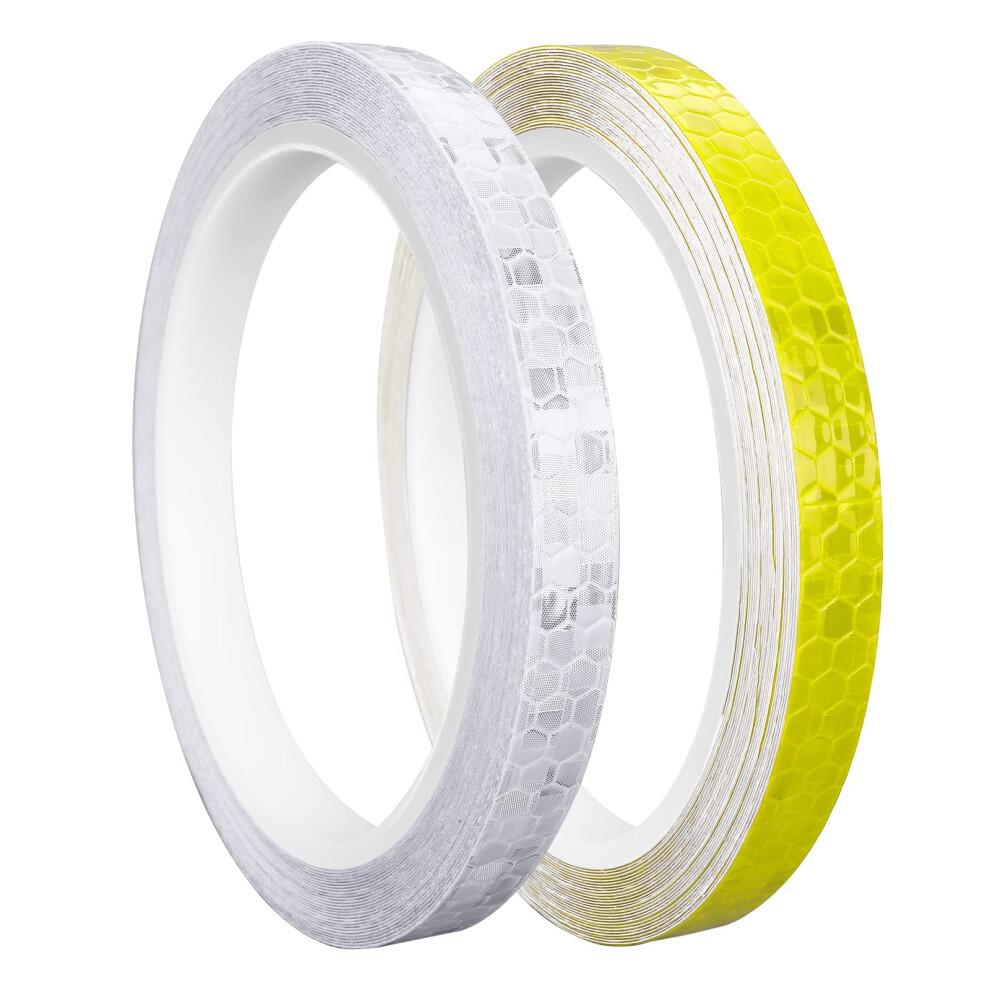 Prasacco 2 Rolls Reflective Tape, 10Mmx8m Waterproof High Visibility Reflector Warning Stickers Reflective Tape Self Adhesive Reflector Safety 5051226611292