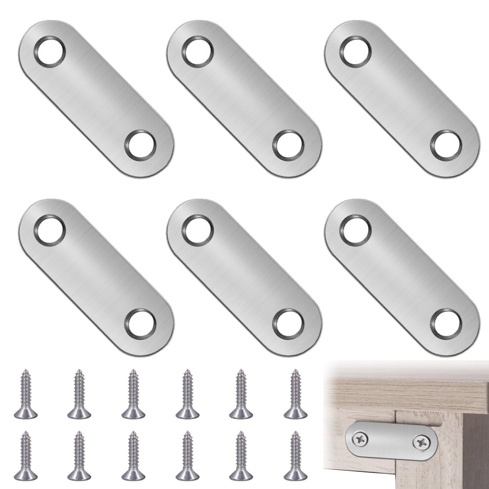 6 Pcs Flat Fixing Brackets, Flat Straight Brace Brackets, Flat Plate Bracket, Stainless Steel Straight Bracket, Connecting Plates, Flat Support Corne 5004476865724