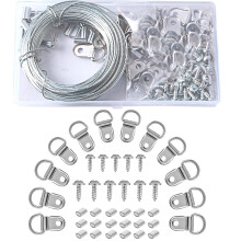 Picture Hanging Wire,30M Picture Wire Picture Hooks Picture Hanging Kit with D Ring Picture Hangers,Crimping Loop Sleeve for Hanging Photo Frames