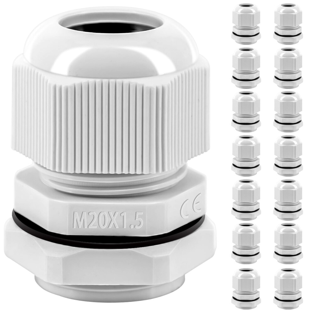 Cable Glands Set, Gorffy 15Pcs Waterproof Stuffing Glands M20, Ip68 Locknut 20Mm Stuffing Glands For Garden Outdoor, Plastic Nylon M20 Cable Conduit 5000153167129