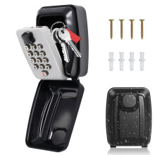 Gekufa Key Safe Outdoor Police Preferred, Key Lock Box Wall Mounted Outside with Code, 12-Digit Combination Keysafe Lockbox for Home Garage Office Wa