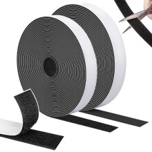 SURFOU Hook and Loop Tape Black, Self Adhesive Double-Sided 10m 20mm Reusable Strips Roll, Heavy Duty Fastening Material for Screen, Carpet