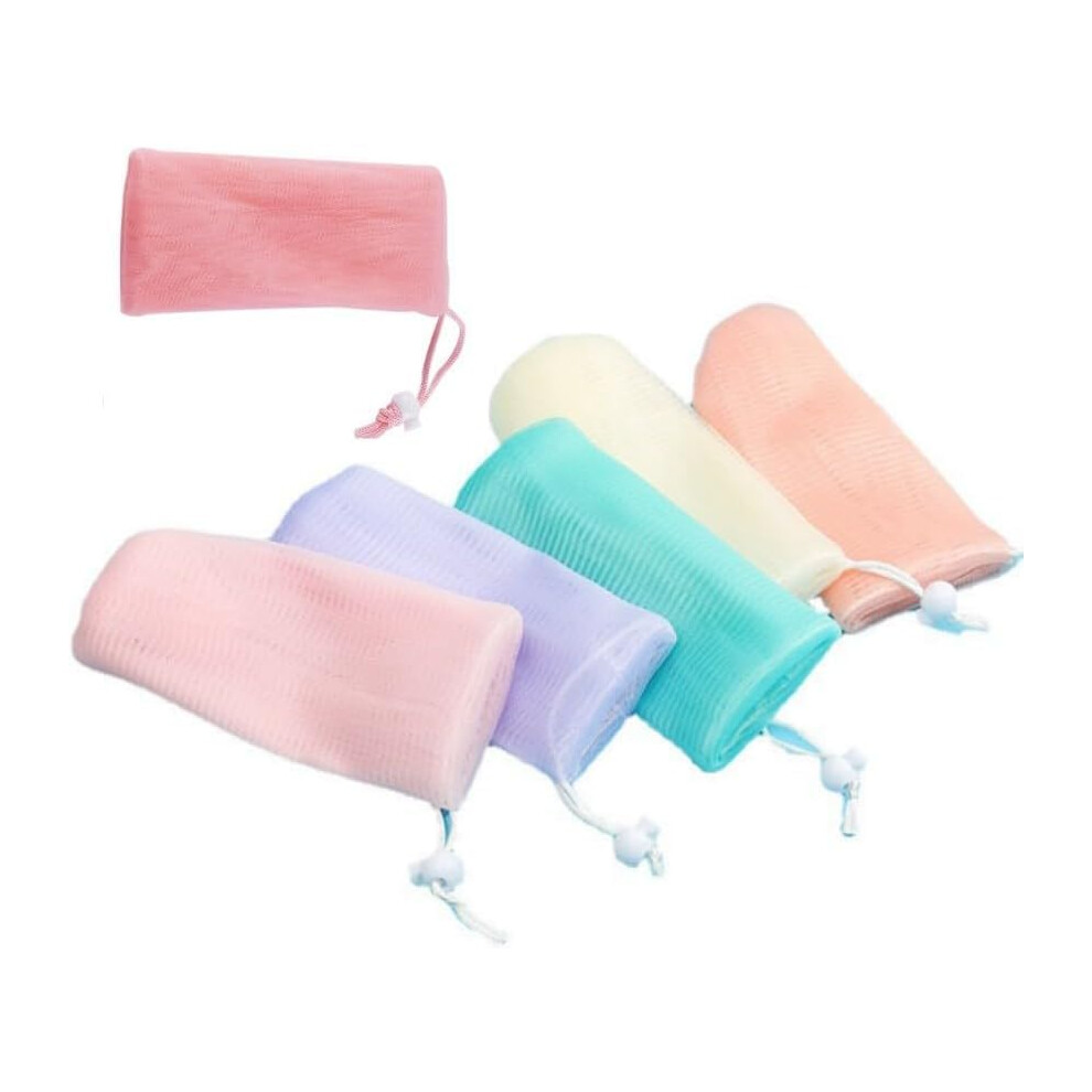 6pcs Exfoliating Soap Saver Bag with Drawstring, Mesh Pouch for Rich Lather and Gentle Skin Cleaning