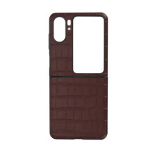 Reptåligt lyxigt läderfodral för Oppo Find N2Flip, slimmat, glänsande bling, heltäckande skyddande fodral, maximalt skydd, äkta läder,
