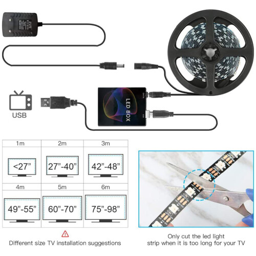 Λωρίδα LED με τροφοδοσία USB, ευέλικτη αλλαγή χρώματος, ασφαλής στη χρήση, μεγάλης 1