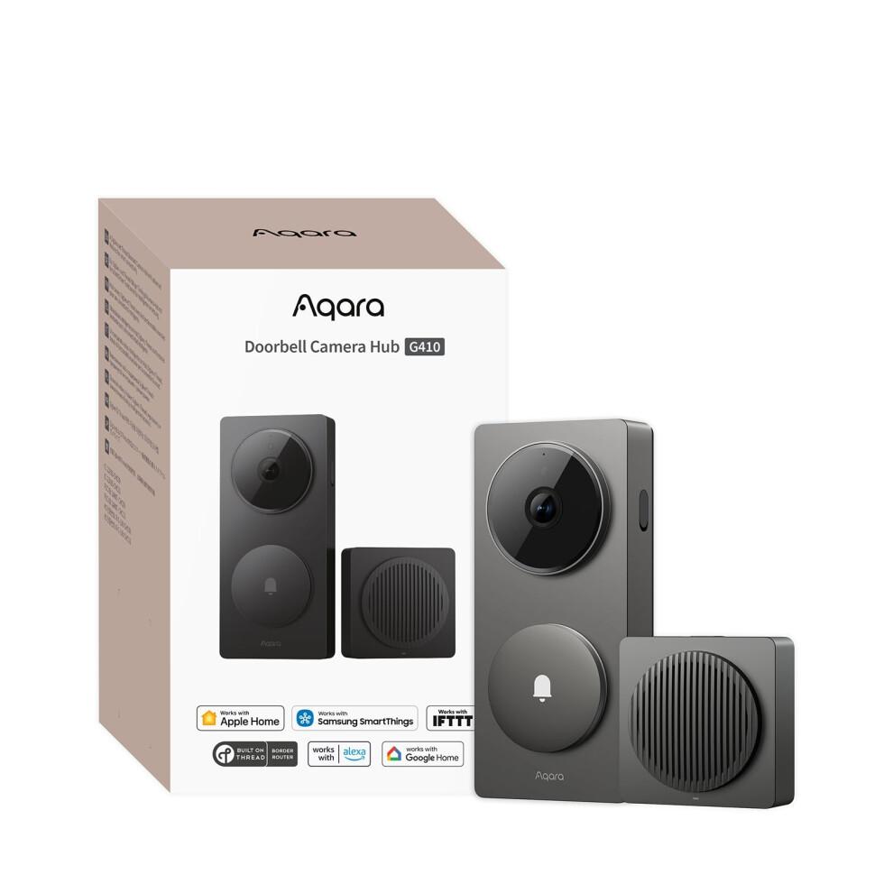 Photos - Doorbell Aqara Smart  Camera G410 with Chime, 2K, HomeKit Secure Video, 2-Way Audio, Built-in Matter Hub, Wireless/Wired, Sup 