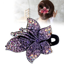 Fermaglio per capelli elegante con strass e design a fiore, aspetto scintillante, leggero, comodo da indossare, applicazione versatile, profondo