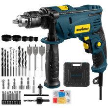 Enventor Hammer Drill, 900W 0-3000RPM Electric Corded Hammer Drill, Variable Speed, 13mm Chuck, 360 Auxiliary Handle