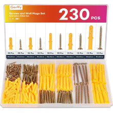 Gorffy 230PCS Screws and Wall Plugs Set, 115 x Masonry Screws and 115 x Expansion Anchor Bolts, M3/M4/M5/M6/M8 Assorted Wall Plug and Screw