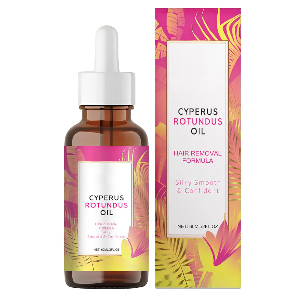 Hair Growth Inhibitor Natural Hair Removal Oil with Cyperus Rotundus, Slows Regrowth, Soothes Skin, 60ml