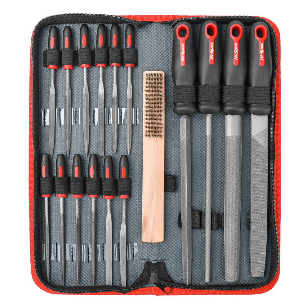Hi-Spec 17 Pc Metal File Set Â Hand & Needle Files, Large & Fine Micro Steel, Flat, Half, Round & Triangle For Crafts, Metal & Wood Work, All In A L 5000919062958