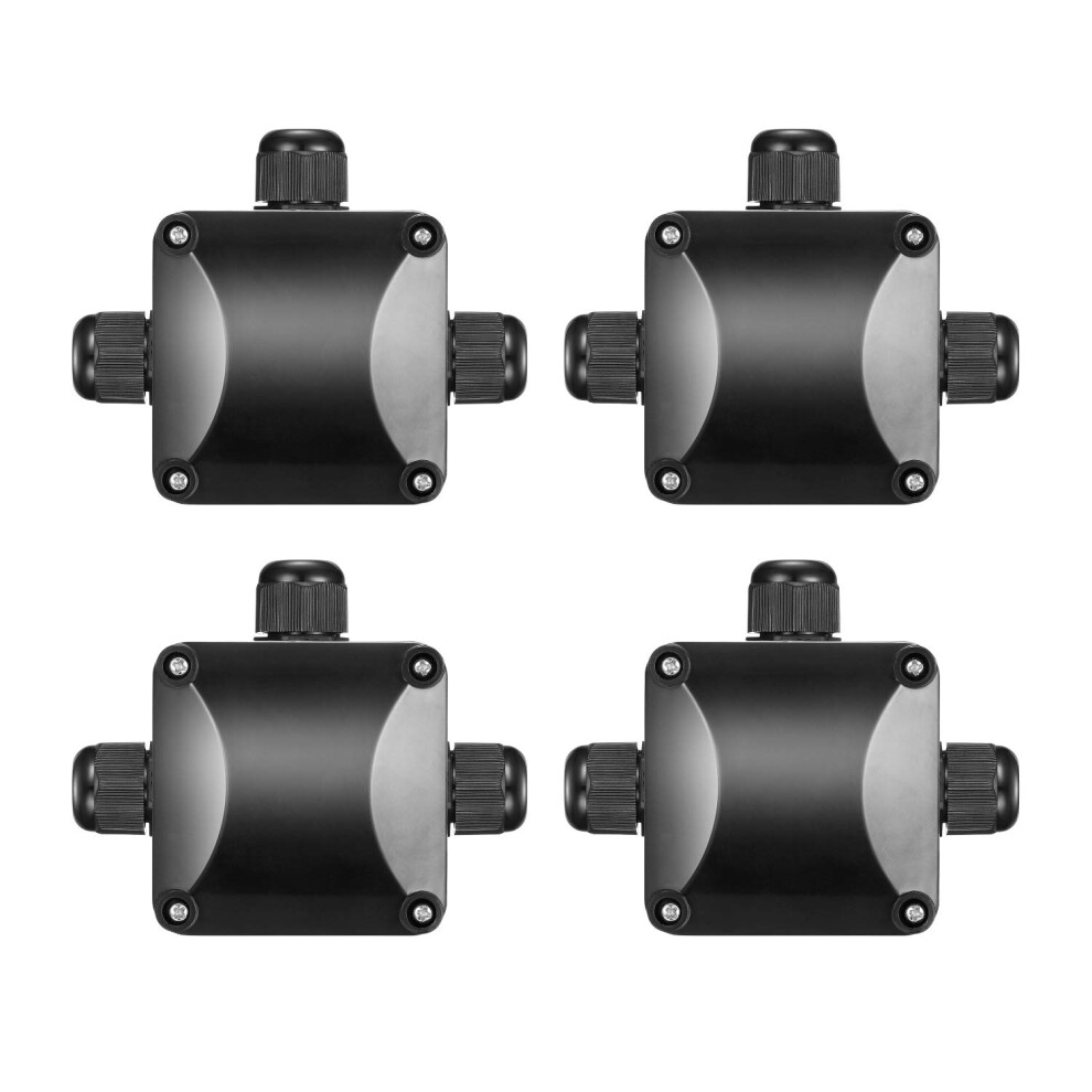 4Pcs Waterproof Junction Boxes, Black Ip68 3-Way Cable Connectors, Ã5.5Mm-10.2Mm Outdoor Lighting Cable Junction Box 5051226596155