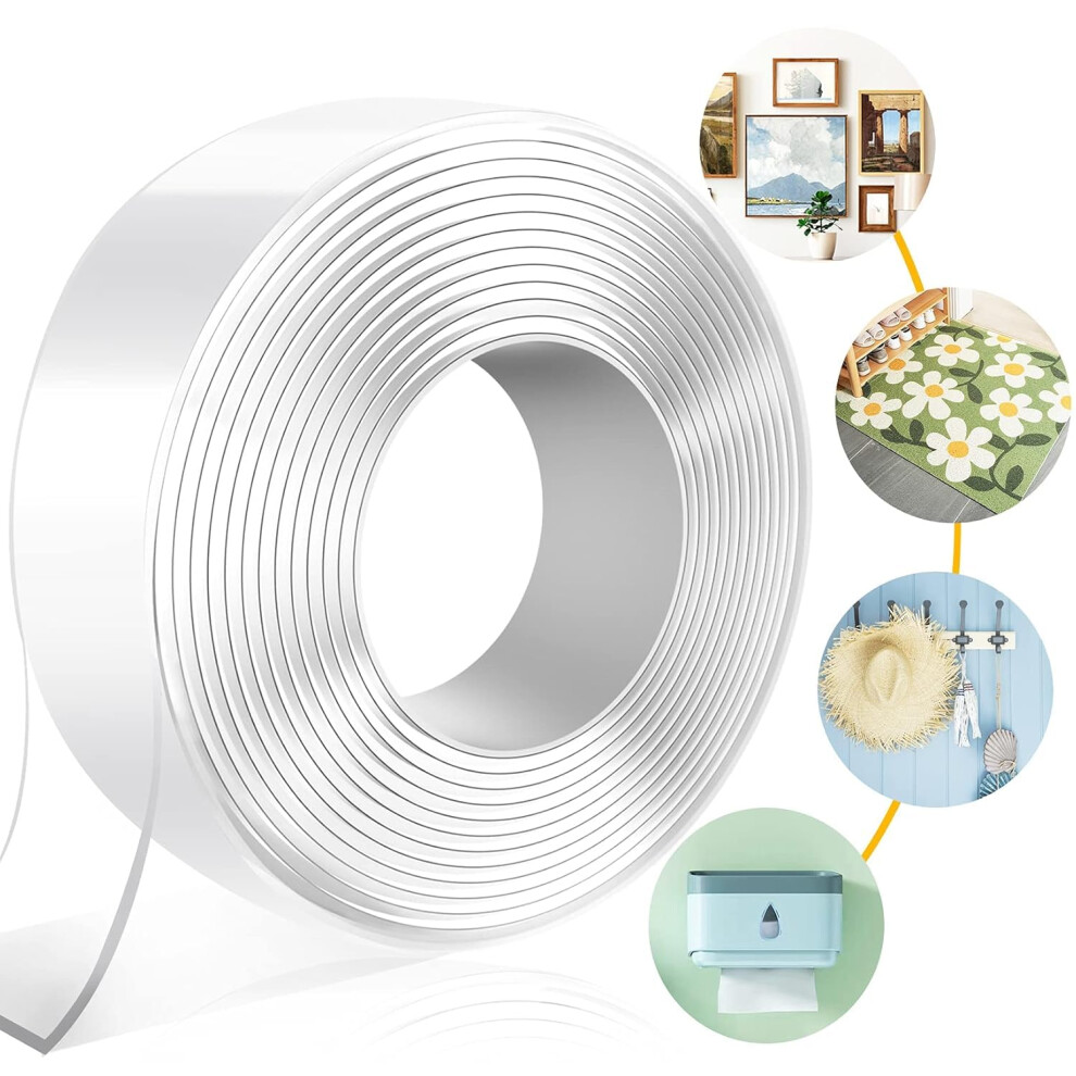 Mimeimiai Self Adhesive Tape, Double Sided Tape Heavy Duty Two Sided Sticky Pads Strong Wall Adhesive Strips No Marks Reusable Clear Nano Tape For 5051226961397