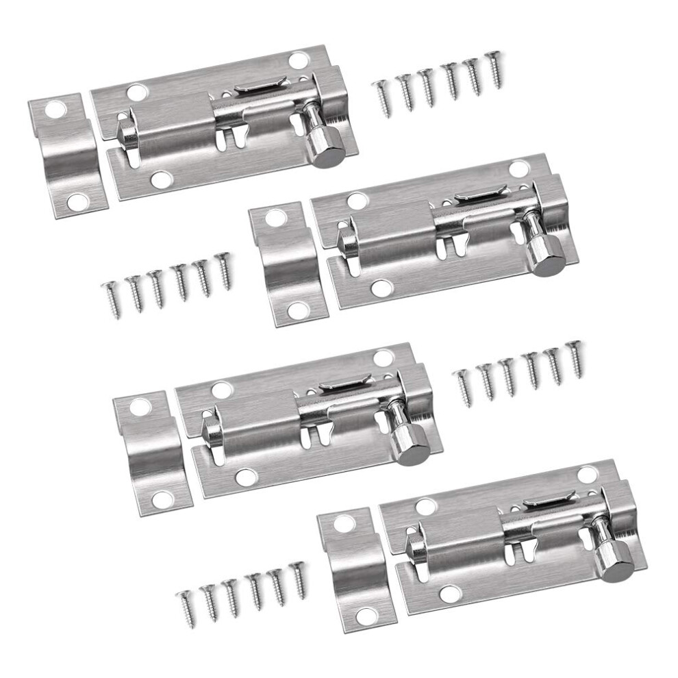 4 Small Bolt Lock, Door Bolt Barrel Sliding Latch Lock With Screws For Bathroom, Pet Doors, Fences, Shed Doors, 50Mm 5051226638633
