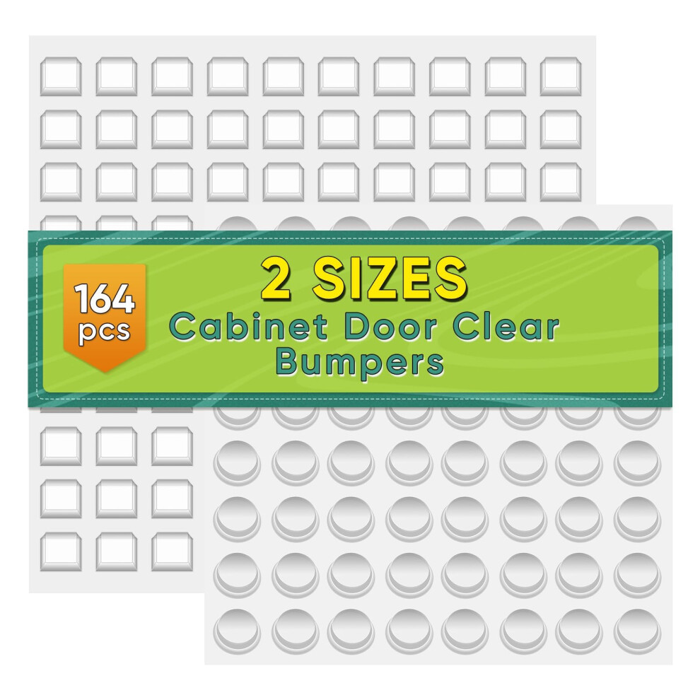 Onuemp Clear Rubber Bumper, Cabinet Door Buffer Pads, 164 Pieces 2 Size Self Adhesive Clear Feet - Hemispherical, Square, Noise Dampening Bumpers Fee 5000138065624