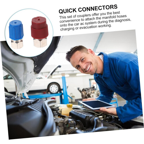 2pcs AC Quick Coupler Adapter Kit for Car Air Conditioning Hose Fitting,  Pressure Safe 2